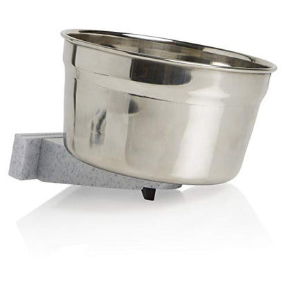 Lixit® Stainless Steel Kennel Food or Water Bowl - Non Spill Hanging Removable Crate Bowls - Carrier Cage Dish for Dogs or Cats for Feeding and Drinking (Stainless Steel, 10 Ounce (Pack of 2)) - size: 10 oz (Pack of 2)