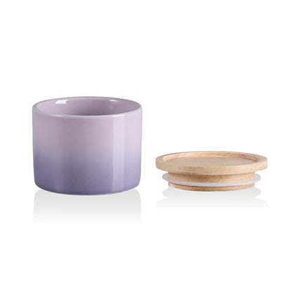 Sweejar Kitchen Canisters Ceramic Food Storage Jar, Stackable Containers with Airtight Seal Wooden Lid for Serving Ground Coffee, Tea, Sugar, Spice and More - 5 Fl Oz(Gradient Purple) - color: Gradient Purple, style: 5 Fl Oz (3.3"x2.6")