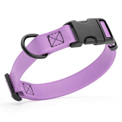 Dogline Biothane Waterproof Dog Collar with Quick Release Buckle Strong Coated Nylon Webbing with Odor- Proof for Easy Care Easy to Clean Fits Small Medium Large Dogs, Amethyst Purple 3/4" W 12-19" L - color: Amethyst Purple, size: 3/4"W by 12-19"L