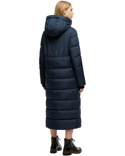 Womens Winter Maxi Long Parka Coats Puffer Down Quilted Jacket with Hood - color: Navy-303, size: Large