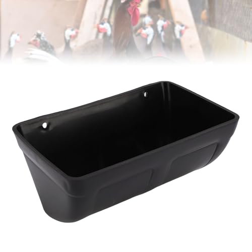 Hanging Poultry Feeder Large Capacity Space Saving Plastic Hanging Chicken Feeder Trough for Farm (Black) - color: Black