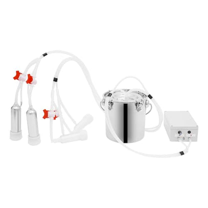 Cow Milking Machine, 2in1 Electric Automatic Cow Milker with Adjustable Vacuum Pump, 5L Milk Container, 2 Teat Cups, Goat Vacuum Pulsation Milker - size: 5 L