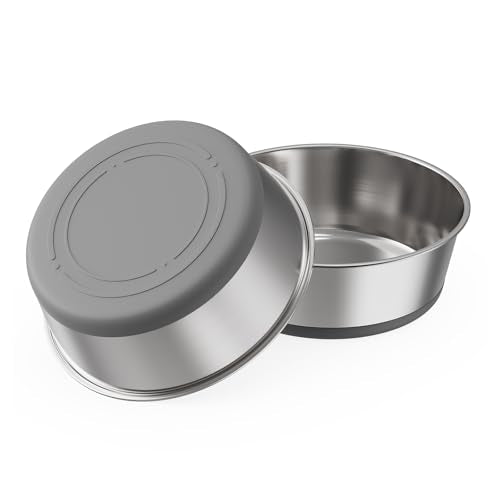 Food Grade 304 Stainless Steel Dog Bowls with Non-Slip Rubber Bottom,Food and Water Bowl for Feeding Dogs and Cats, Dishwasher Safe, Rust Resistant, BPA Free(Set of 2) (Gray, 4 Cup) - color: Gray, size: 4 Cup
