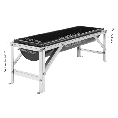 Livestock Feeding Trough, 9.25Gallon Capacity, 39" Livestock Water Trough, Heavy Duty Hay Feeder for Goats, Sheep, Horses, Cattle, Farm Animal Feeding (Black) - color: Black