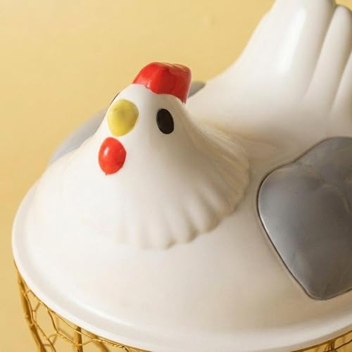 Chicken Egg Basket with Ergonomic Handles Farmhouse Storage Egg Collection Vegetable Fruit Organizer Metal Mesh Suitable for Home Decoration, Gray