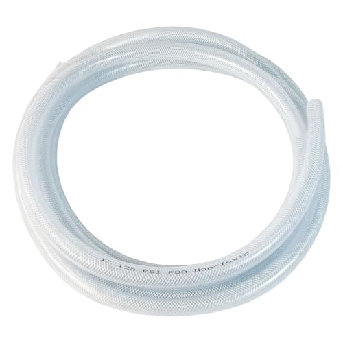 Gloxco Clear Braided PVC Tubing, Food Grade, Heavy Duty Reinforced Hose, 1" ID, 25 Ft Length - size: 1" x 25 Ft