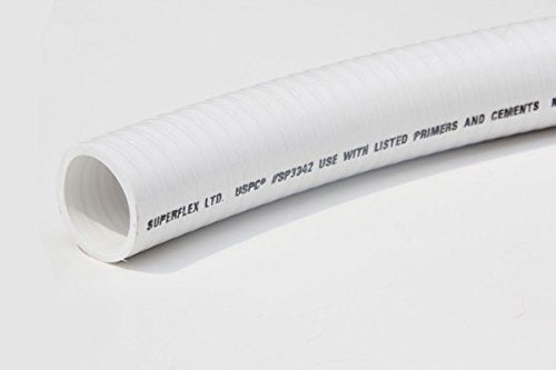 Sealproof 1.5" Dia Flexible PVC Pipe, Swimming Pool and Spa Hose Tubing, Schedule 40, Pump Filtration, Made In USA, 1-1/2-Inch, 25 FT, White - size: 1-1/2" Dia, style: 25-Ft