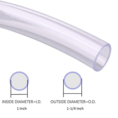 DERNORD PVC Tubing 1"ID X 1 1/4"OD Flexible Clear Vinyl Hose 25 Feet for Food Grade - size: 25 Feet, style: 1"ID X 1 1/4"OD