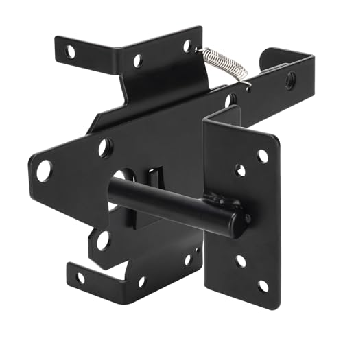 Self Locking Gate Latch, Heavy Duty Post Mount Automatic Gravity Gate Lock Door Latch, Gate Hardware for Secure Pool/Yard/Garden, Steel, Black Finish