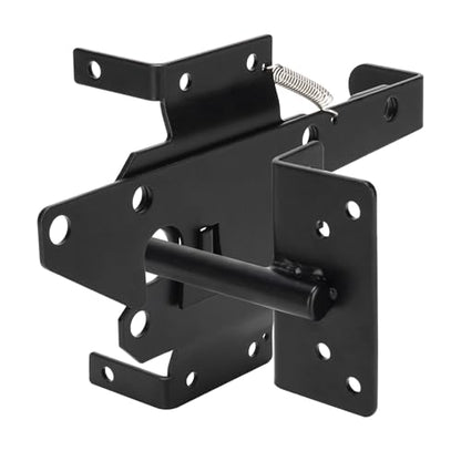 Self Locking Gate Latch, Heavy Duty Post Mount Automatic Gravity Gate Lock Door Latch, Gate Hardware for Secure Pool/Yard/Garden, Steel, Black Finish