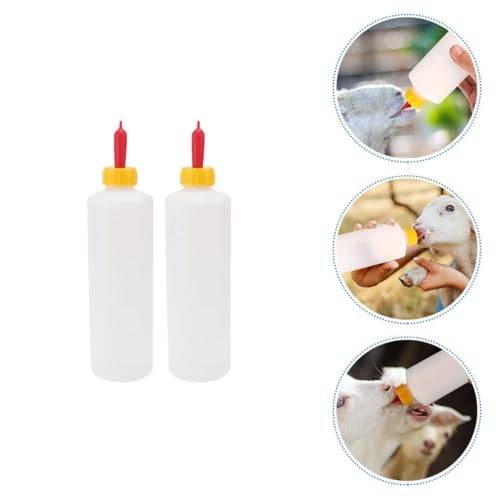Levemolo 2sets Replaceable Lamb Nursing Bottles Milk Feeder for Newborn Lambs Goats Calves Easy to Clean and Use for Farm Livestock Feeding Supplies
