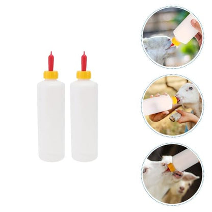 Levemolo 2sets Replaceable Lamb Nursing Bottles Milk Feeder for Newborn Lambs Goats Calves Easy to Clean and Use for Farm Livestock Feeding Supplies