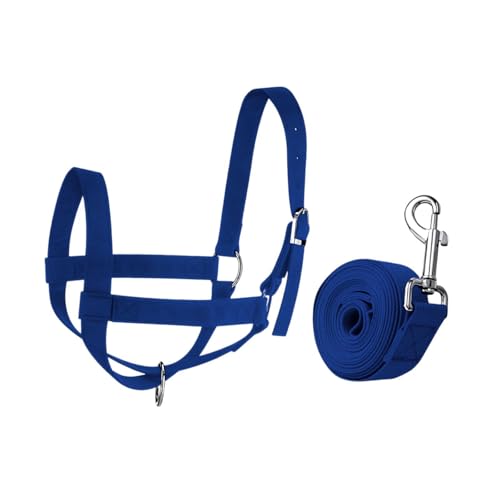 harayaa Cattle Traction Halter Bull Bridle Cow Halter with Leading Rope Adjustable Livestock Nylon Calf Halter for Multi Animal Use and Suitable for - size: Large