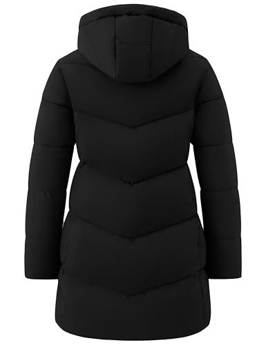 wantdo Women's Warm Winter Coat Hooded Puffer Jacket Long Parka (Available in Plus Size) - color: Black, size: Large