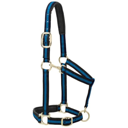 Weaver Leather Nylon Horse Halter, Padded and Adjustable, Chin and Throat Snap Hook Halters for Horses, Brass Plated Halters for Training