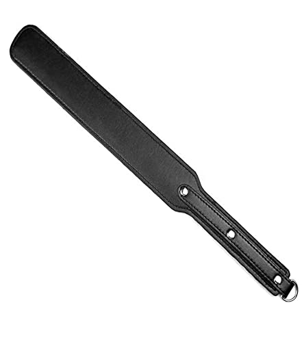 14 inch Faux Leather Paddle,Riding Crop for Horse Training, Stainless Steel Handle - color: Black