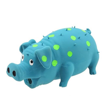 Dog Squeak Toy with Oinking Sounds, Pig Squeaky Dog Toy Latex Polka Dot Squeaky Pig Dogs Toys Rubber Chew Toys for Small, Medium and Large Dogs (Blue, L) - color: Blue, size: L