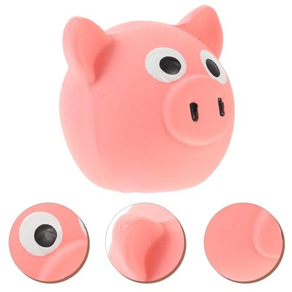 BESTonZON Squeaky Pig Head Dog Interactive Chew Sturdy Latex Puppy Play for Large Dogs Pink Pet for Biting and Dental Health