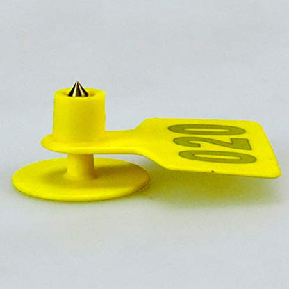 100PCS Soft TPU Ear Livestock Identification Ear Tag Applicator for Goats Sheep Cattle Cows Pigs Cow Ear with Number Cow Ear Numbered Cow Ear Necklace Cattle Ear, Yellow