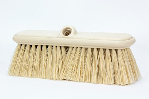 SPARTA Flo-Thru Heavy-Duty Deck Scrub Brush Nylon Bristled, Boat and Floor Scrub Broom with Protective Bumper for Floors and Large Equipment, Plastic, 9.5 Inches, Tan - color: Tan