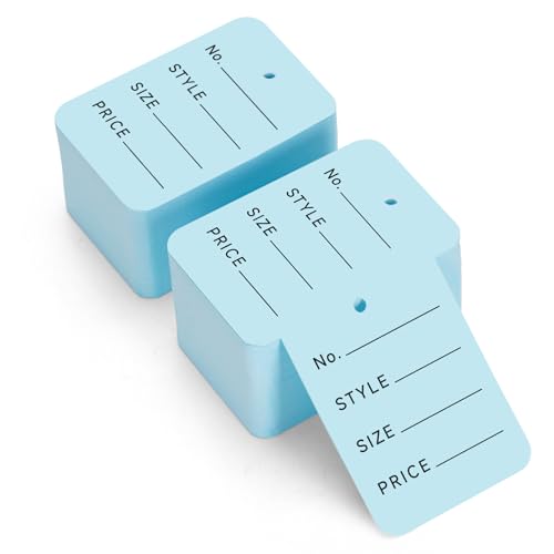 Jijacraft 1000 Pcs Price Tags - Blue Clothing Tags for Retail - 1.97×1.38 Inch Small Paper Tags with Box, Writable Price Labels with Pre-Punched Holes for Clothes,Jewelry, Garage Sale and Display - color: Blue