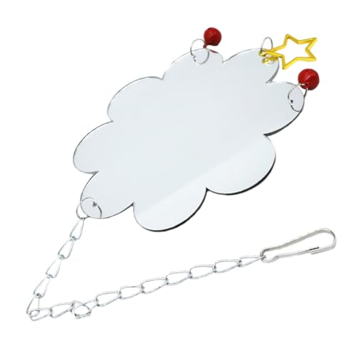 INOOMP Chicken Cage Mirror with Bell, Hanging Bird Mirror for Pet Chickens and Parrots, Sturdy Pecking for Poultry Stress Relief and Entertainment