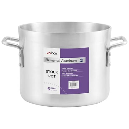 Winco 6.0mm Aluminum Stock Pot, 12-Quart - color: Aluminum, size: 12.7 Quarts