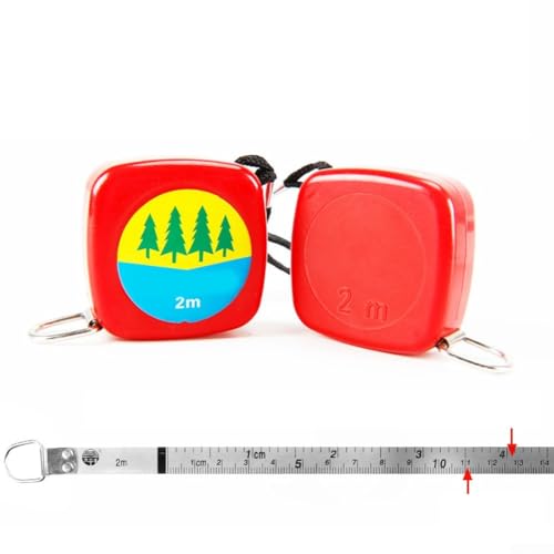 2M Stainless Steel Measuring Tape Measure for Tree Circumference ABS Case Double Scale Anti-Glare Markings Thin Key Ring Gardening Tool 46.5x46.5x16.5mm