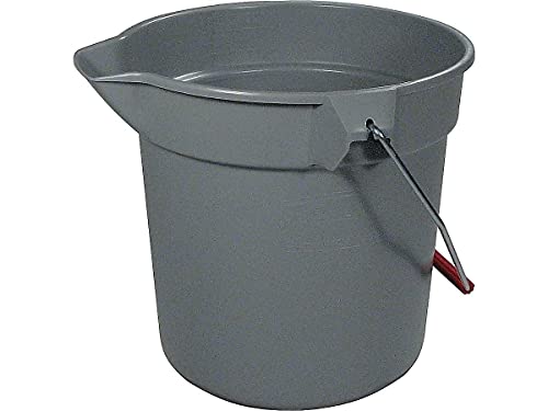Rubbermaid 296300GY 10 Quart Plastic Utility Pail, 10 1/2 Diameter x 10 1/4h, Gray Plastic