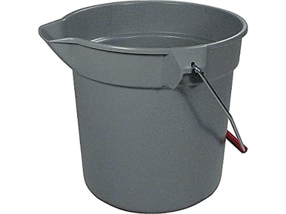 Rubbermaid 296300GY 10 Quart Plastic Utility Pail, 10 1/2 Diameter x 10 1/4h, Gray Plastic