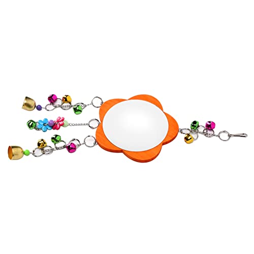 Pet Chicken Toy Mirror with Bells | Unbreakable Rooster Mirror for Chickens | Interactive Toy for Entertainment/Training | 5.3 Inch, 18.9 Inch Chain