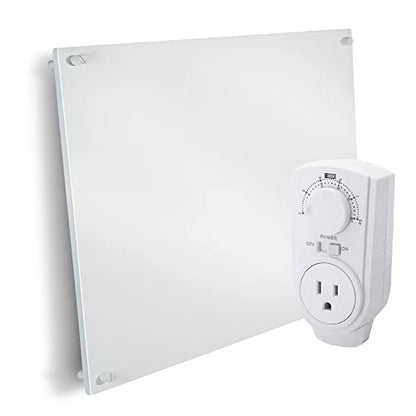 EconoHome Wall Mount Space Heater Panel - 250 Watt Splashproof Convection Heater with Thermostat - Ideal for 100 Sq Ft Room or Bathroom - 120V Electric Heater