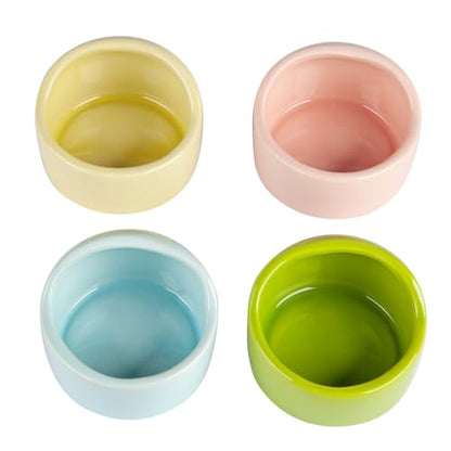 4 Pack Ceramic Hamster Food Bowl, Splash-Proof, Tip-Proof, Chew-Resistant, Easy to Clean Small Animal Bowl for Hamster/Guinea Pig/Chinchilla/Hedgehog, 1 Pink + 1 Blue + 1 Green + 1 Yellow - color: Pink + Blue + Green + Yellow