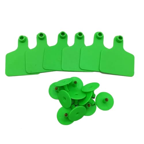 Cattle Ear Tags 100 Pcs Animal Identification,Blank Ear tag Apply to Pig Cattle Sheep Donkey Horse Farm Animal Feeding Tools for Animals(Green) - color: Green