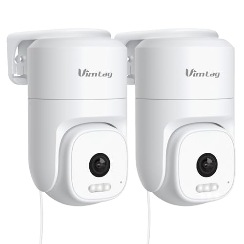VIMTAG 2.5K 4MP Outdoor Security Camera, Pan/Tilt WiFi Home CCTV Camera, 360° View & Motion Tracking, Color Night Vision, 2-Way Audio, AI Detection Alarm, IP66, Cloud & SD Card Storage, Works w/Alexa - style: White 2Pack