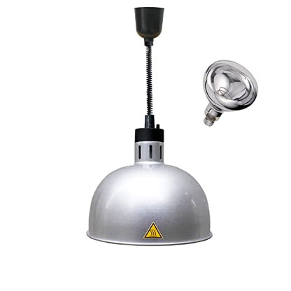 Hanging Food Heat Lamp Infrared Food Warmer Fry Heating Light 250W with Retractable Cord (Hanging,Dia 29cm(Silver)) - size: Hanging,Dia 29cm(Silver)