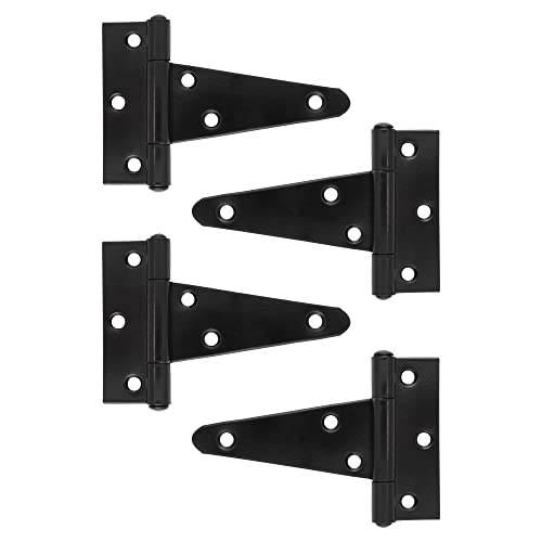 Design House 189373-MB T-Hinge 4" x 2.5" for Gate or Shutter 4-Pack Matte Black - color: Matte Black, size: 4x2.5