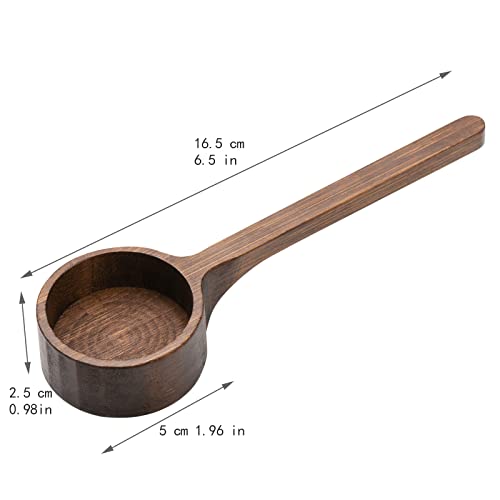 Wooden Coffee Scoop Small Long Handle Measuring Scoop for Jars and Containers - color: Brown 4 pcs