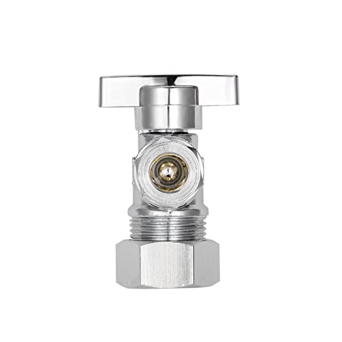 Heavy Duty Angle Stop Valve 1/2" Nom (5/8" OD) Comp x 3/8" OD Comp, 1/4-Turn Operation，High quality lead-free brass (2PCS) - size: 2 Pack 5/8" OD Comp x 3/8" OD Comp