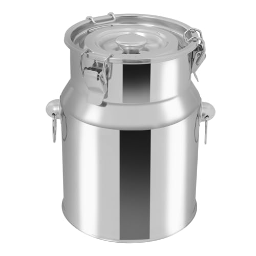 201 Stainless Steel Milk Can, 5L/1.32Gal Sealed Milk Container with Tight Lid and Handle, Anti-Leak Liquid Storage Pail Tote Jug for Milk, Wine, Water - Restaurant, Kitchen, Farm Dispenser - size: 5L