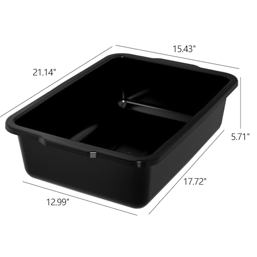 23 L Large Commercial Bus Bin, 4 Pack Plastic Restaurant Dish Tub, Black - size: 23 L