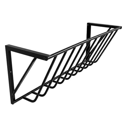 Wall-Mounted Hay Feeder, Carbon Steel Goat Feeder, 67 Gallon Dual-Purpose Rack for Livestock Feed, Blankets, Clothes, 63" x 13" x 17"