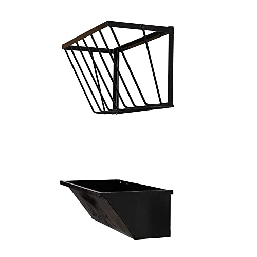 Amish Made in Lancaster PA, Feed Trough and Hay Rack | Wall Mount Feeder for Horses, Goats and Sheep