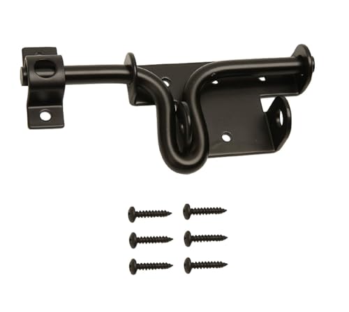 Black Heavy Duty Slide Bolt Gate Latch with Padlock Hole - Solid Hardware Thickened Metal Sliding Bolt Door Locks Gate Latches for Shed Door,Wooden Fences,Barn Doors,Yard Door,Outdoor Latch - color: Black