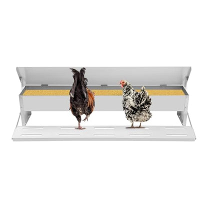 Automatic Chicken Feeder with Treads - Treadle Chicken Feeder, 22 lb. Large Capacity Poultry Tank, Theft Proof for Hens/Ducks, Easy to Clean and Fill