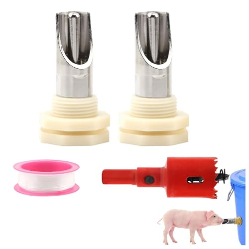 Automatic Pig Waterer Nipple System Stainless Steel for Barrel Kit Complete Set with Hog Water Nipples and Brass Tank Connectors for Sows Piglets Goats Stainless Steel 2pcs - color: Stainless steel, size: 2pcs