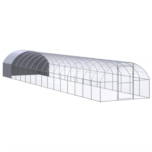 Galvanized Steel Outdoor Chicken Coop & Animal Hutch 9.8ft x52.5ft Large Poultry Cage with PE Roof Durable Structure for Chickens Ducks Rabbits - color: With roof, size: 9.8' x 52.5' x 6.6' (W x D x H)