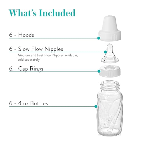 Evenflo Feeding Classic Glass, Twist Bottles, 4 Oz, Bottles. (Pack of 18) - size: 1 Count (Pack of 18)