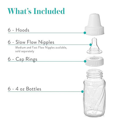 Evenflo Feeding Classic Glass, Twist Bottles, 4 Oz, Bottles. (Pack of 18) - size: 1 Count (Pack of 18)