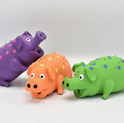 Squeaky Pig Dog Toys, 2 Pack Grunting Pig Dog Toy that Oinks Grunts for Small Medium Large Dogs, Grunting Pig Sound Play Dog Toy(Green,Orange) - color: Orange and Green